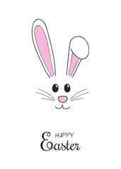Easter greeting card with cute hand drawn bunny. Vector