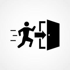 Emergency exit, escape route sign. Vector illustration