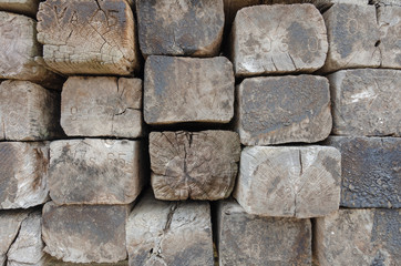 Stack of Railroad Crosstie Tie Sleepers Front View