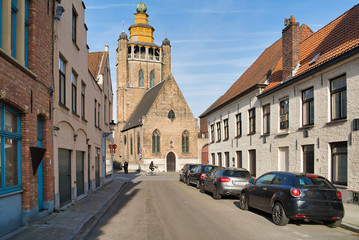 Fototapeta premium BRUGES, BELGIUM - FEBRUARY 17, 2019: view of the Jerusalem Church (Jeruzalemkerk)