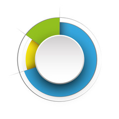 Business colorful pie chart template with big circle in the center. Background for your documents, web sites, reports, presentations and infographics