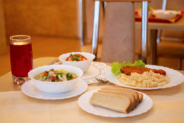 several dishes on the table