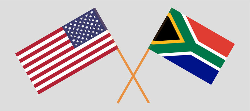 Flags of the United States and South Africa illustrating historical symbolism