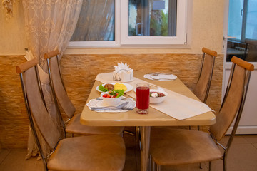 several dishes on the table