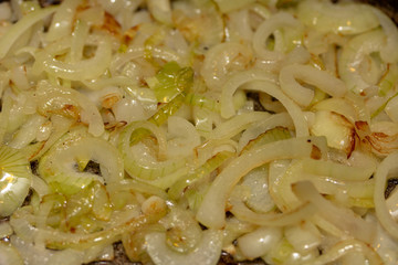 Onions, fried until Golden brown