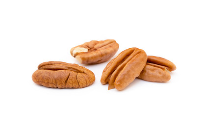 Fresh pecan nuts isolated on a white background