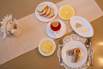 several dishes on the table
