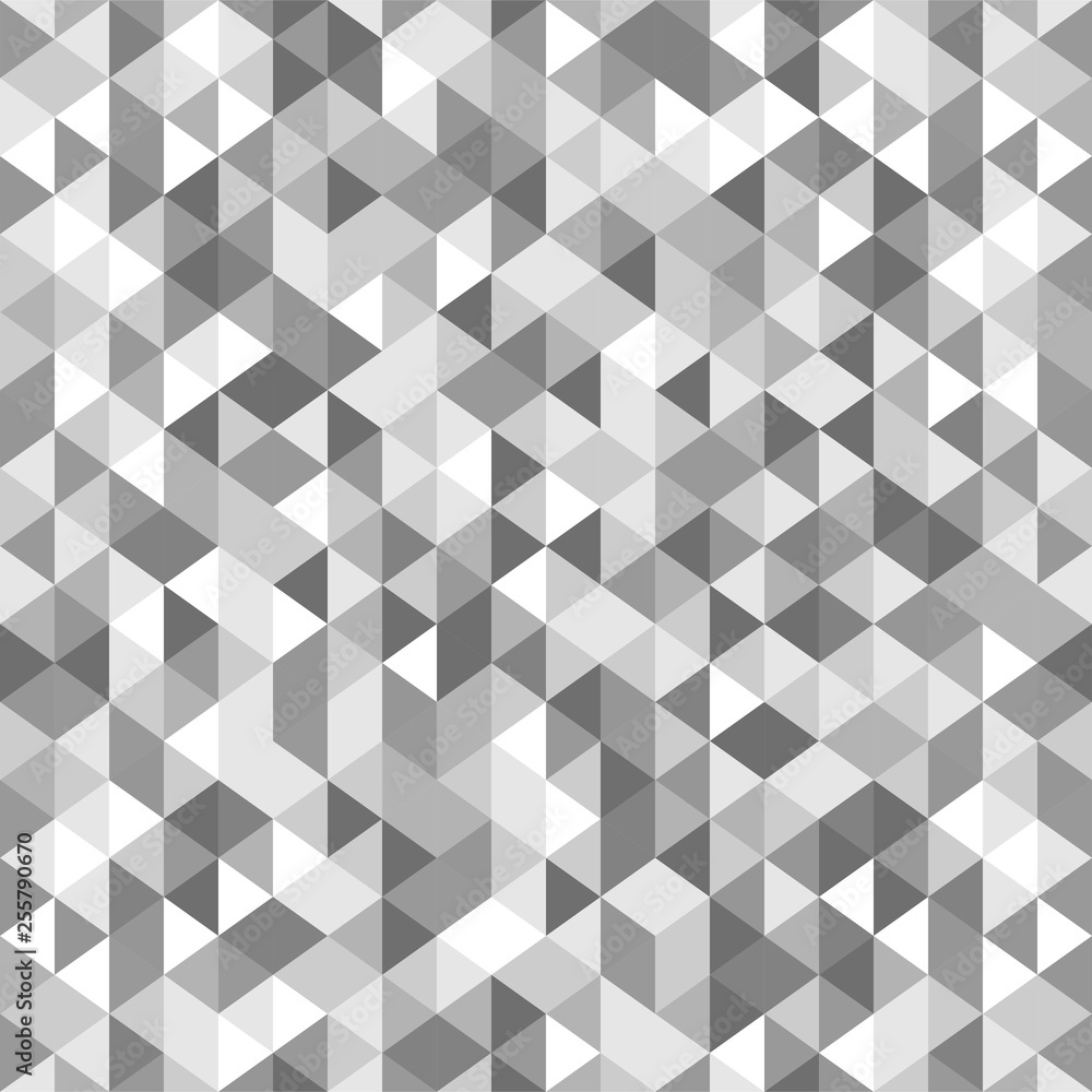 Poster abstract polygon grey and white graphic triangle seamless pattern. vector graphic background.