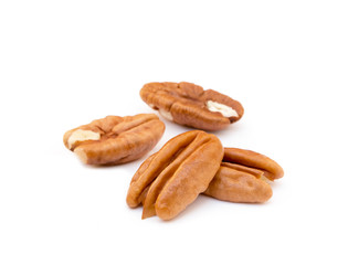 Fresh pecan nuts isolated on a white background