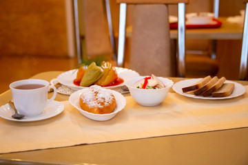several dishes on the table