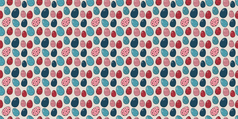 Concept of an Easter background with hand drawn eggs. Vector