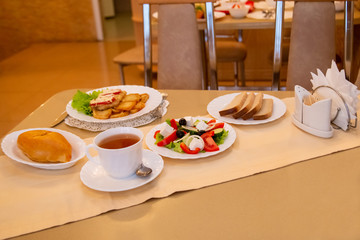 several dishes on the table