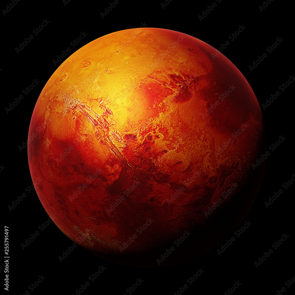 Canvas Prints the red planet mars, part of the solar system isolated on black background (3d space rendering)