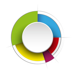 Business colorful pie chart template with big circle in the center. Background for your documents, web sites, reports, presentations and infographics