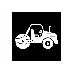 Road Roller Icon, Construction Vehicle Icon