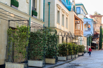 Fototapeta na wymiar Narrow street in old town of Tbilisi, Georgia