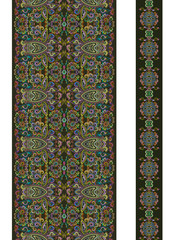 Seamless vertical border  with decorative elements. Traditional ethnic colored ornament. Vector set . Folk art  background. Use for textile design, embroidery, braid, tape, ribbon.