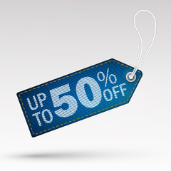 Discount offer price label, symbol for advertising campaign in retail, sale promo marketing, 50%