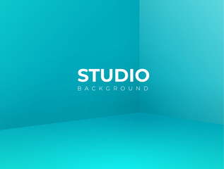 Empty blue studio room, used as background for display your products - Vector illustration