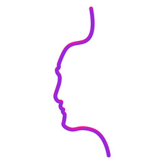 The face of the person in one line in the neon style