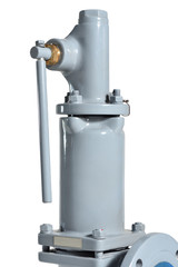 Automatic gray safety valve for water supply systems. Close-up. Spring valve