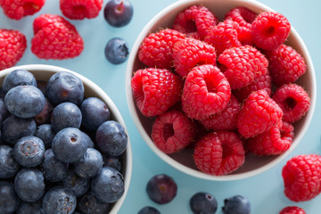 Forest fruit, raspberries and berries, delicious seasonal fruits