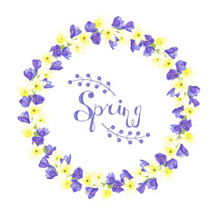 Beautiful wreath of spring flowers
