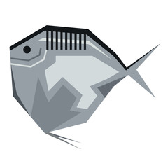 big round fish geometric style illustration