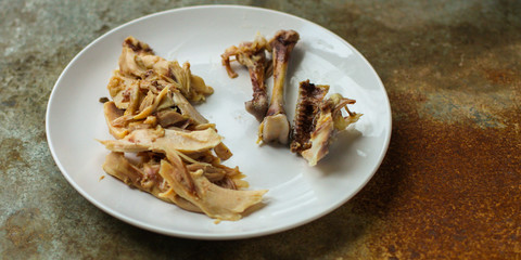 chicken legs (boiled chicken meat). top  food background. copy space