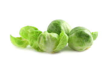 Tasty fresh Brussels sprouts isolated on white