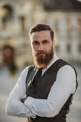 Naklejka premium Handsome bearded businessman in Zrenjanin