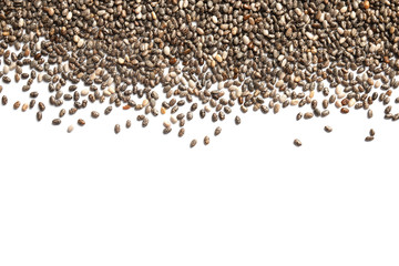Chia seeds isolated on white, top view
