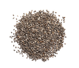 Chia seeds isolated on white, top view