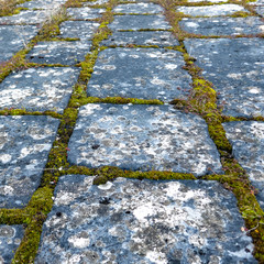 ancient outside floor paved with stones