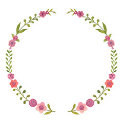 Floral wreath, watercolor frame, hand painted flower illustration, wedding flowers, invitation template.