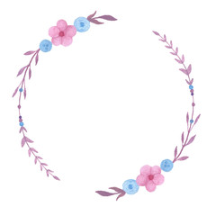 Floral wreath, watercolor frame, hand painted flower illustration, wedding flowers, invitation template.