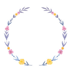 Floral wreath, watercolor frame, hand painted flower illustration, wedding flowers, invitation template.