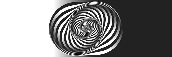 Surrealism. Psychology and philosophy, a sample for printing. Black and white fractal background. Escher style. Images in the style of optical visual illusions - pop art.