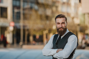 Handsome bearded businessman in Zrenjanin