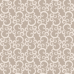Seamless beige lace background with swirl pattern