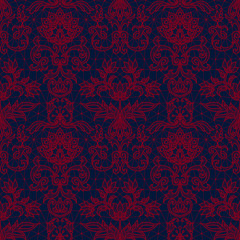Seamless red lace background with floral pattern