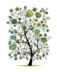 Art floral tree for your design