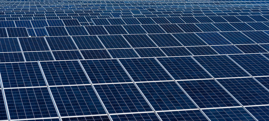 Solar panels in a row, solar panels grid, close up. photovoltaic system