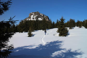 Saddle Medzirozsutce in wintertime, Malá Fatra mountains, Slovakia