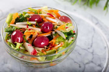 Fresh salad with fresh vegetables and olives