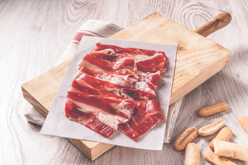 Iberian Acorn Ham on wooden board
