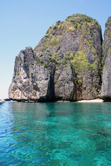 February 15, 2019. Krabi, Thailand. The famous Maya Bay beach on Koh Phi Phi Leh island.