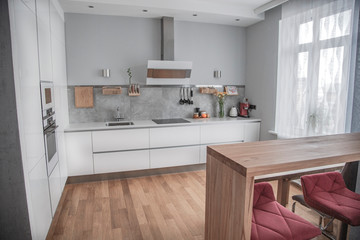 the spacious kitchen in minimalist style