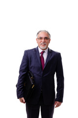 Aged businessman employee isolated on white 