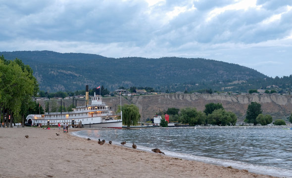 SS Sicamous sitting on Okanagan Beach in Penticton, British Columbia